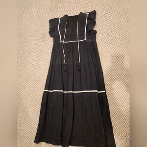 See And Be Seen Black Maxi Dress with Contrast Trim Sz Large